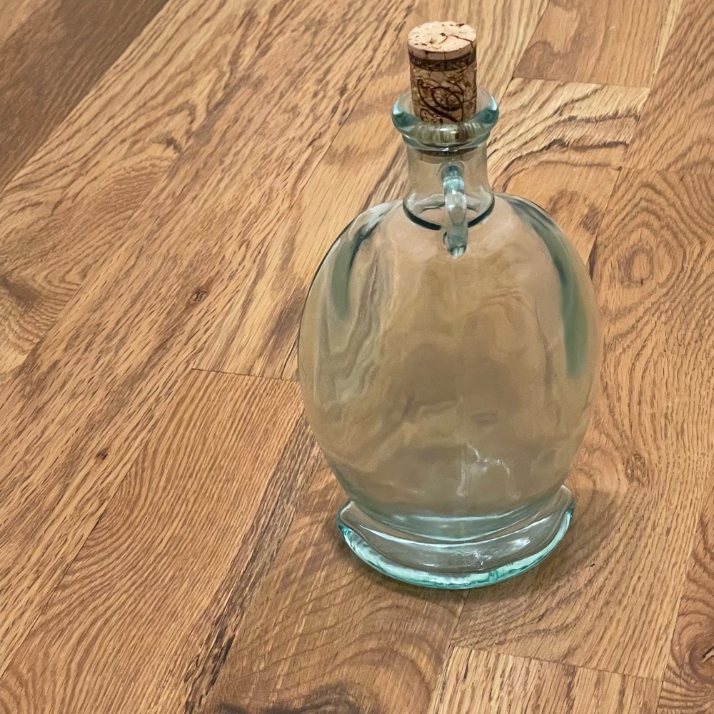 Vintage Italian Green Glass 500ml Decanter Bottle with Cork Made in Italy